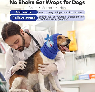 Nanaki Dog Calming Hoodie for Anxiety Relief&Noise Cancelling-Dog Ear Covers For Blow Drying, Bthing,Grooming,No Shake Head Wraps For Dogs Hematoma,Pet Ear Muffs for Fireworks,Thunder,Vet Visit,Travel