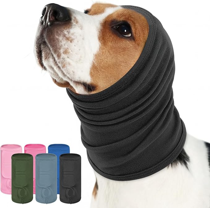Dog Ear Wraps with Adjustable Hook & Loop, Soft No Shake Ear Wrap for Dogs Hematoma, Breathable Dog Ear Cover for Noise Protecion, Small Doggie Calming Hoodie for Thunder, Firework, Separation