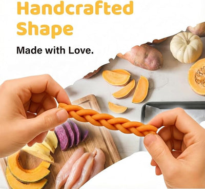 iPaw Turkey Dog Treats, SQF Certified Human Grade Dog Treat, Suitable for Training Chew, Hypoallergenic, Rawhide Alternative, Braided Stick (Sweet Potato)