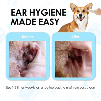 Mooncat Cat & Dog Ear Cleaner Finger Wipes, Gentle Ear Care, 40 Count | Soothing finger wipes for sensitive ears, Ear mites, Wax & odor control, Safe for Kittens & Puppies, Pre-moistened wipes