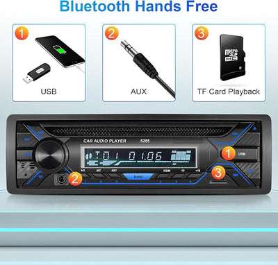 Single Din Bluetooth Car Stereo with CD DVD Player, Single Din Radio with Bluetooth AM/FM AUX/USB/SD Card Playback