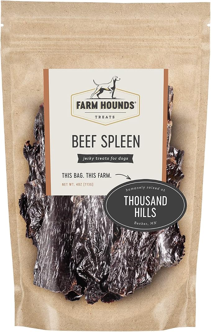 Beef Spleen - Premium Natural Beef Spleen Jerky For Dogs - Made From 100% Humanely Raised Cattle - Organ Treat - Great For Training & Treats - No Added Fillers - Made in USA -4oz -1 Pack