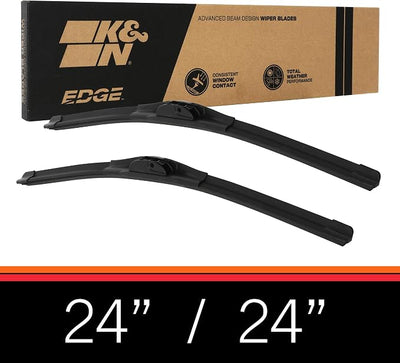 K&N EDGE Wiper Blades: All Weather Performance, Superior Windshield Contact, Streak-Free Wipe Technology: 24" (Pack of 2)