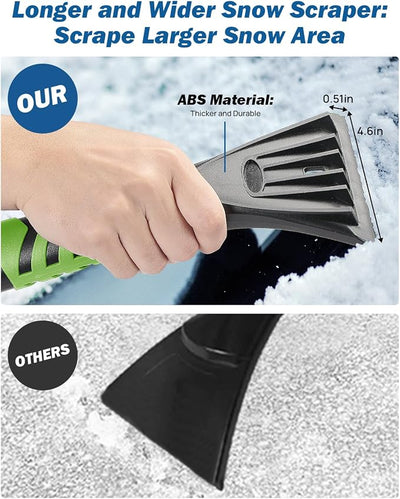 JOYTUTUS 41.5IN Extendable Snow Brush and Ice Scraper, 270°Pivoting Snow Scraper Brush for Car Windshield, Telescoping Ice Scraper, Foam Grip, Heavy Duty Snow Remover for Cars, Trucks, SUV (Green)