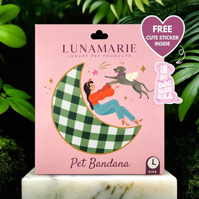 LunaMarie - Luxury Pet Birthday Bandanas -Premium & Silky Poly Fabric | 100% Handmade | Custom Shape Dual Layered (Olive, Large)
