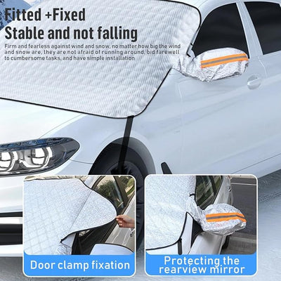 Car Windshield Snow Ice Cover with Side Mirror and Elastic Hook, 9 Magnetic Automotive Windshield Snow Frost Cover, Foldable Car Windshield Sun Shade for Most Cars, SUV/Truck/Pickup/MPV(63"x46"Inch)