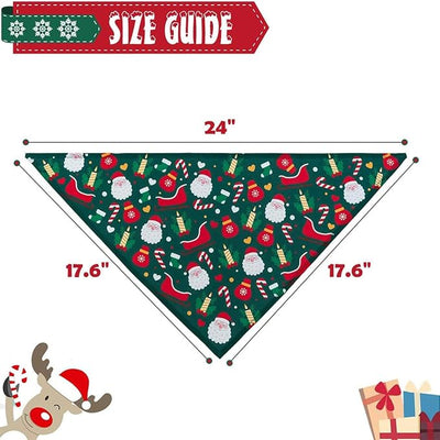 SCENEREAL Christmas Dog Bandana 4 Pack - Soft and Breathable Pet Triangle Scarf Bibs, Full of Chirstmas Element Patterns Dog Bandanas for Dogs and Cats