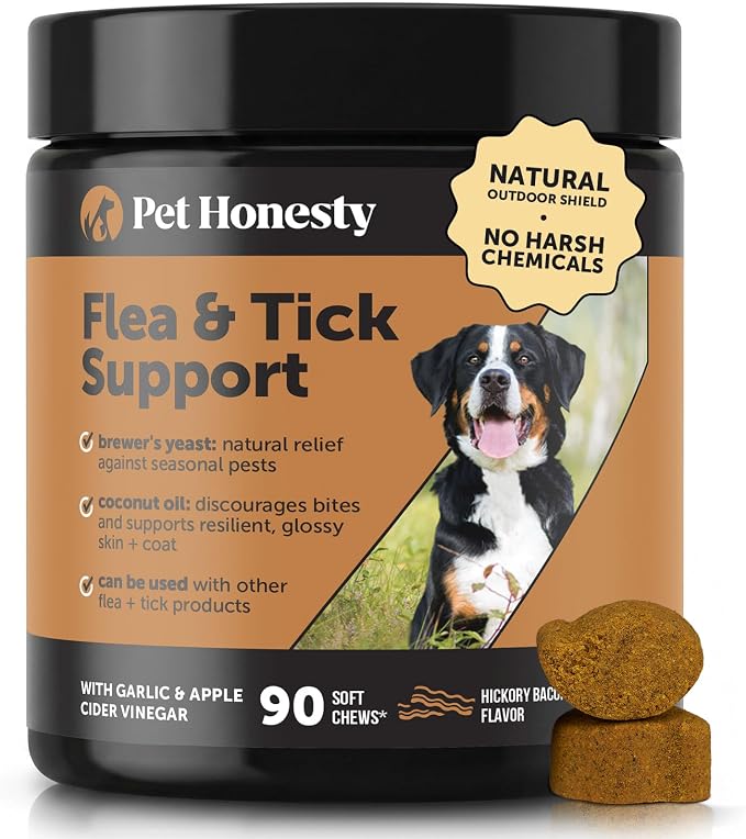 Outdoor Defense Natural Flea and Tick Prevention for Dogs Supplement - Dog Chews to Deter Seasonal Pests with Garlic, Apple Cider Vinegar, Coconut Oil and Brewer's Yeast (Hickory Bacon, 90 Ct)