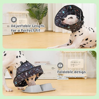 Avont Dog Cone Alternative, Adjustable Soft Comfy Foldable E Cones for Medium Large Dogs After Surgery, Escape-Proof Elizabethan Collar for Surgical Wound Recovery Stop Licking -Star(M)