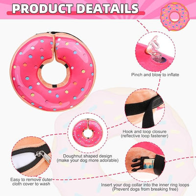 KOOLTAIL Inflatable Dog Cone Collar, Soft Donut E Collar for Dogs After Surgery to Stop Licking Enhanced Alternative, Blow Up Pet Neck Pillow Recovery Adjustable Cone for Dog Cat, Upgrade Size,Donut L