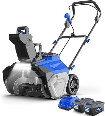 Wild Badger Power Snow Blower 40V ProLine 20" Cordless,26 FT Throw,16-Driveway,Brushless Single-Stage,2 * 4.0Ah Battery & Fast Charger,LED Lights,Lightweight for Driveways & Sidewalks