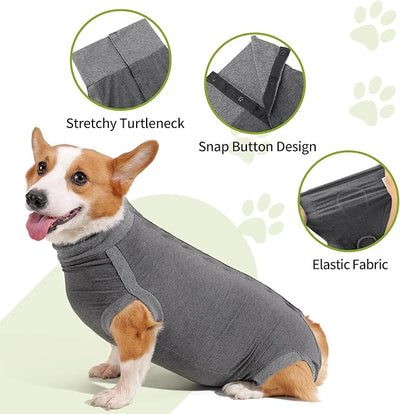 Dotoner Dog Surgery Recovery Suit Dog Suit for Male Female Neuter Anti-Lick Abdominal Wounds Bite Protective Outfit Alternative E-Collar & Cone Breathable Spay Suit for Medium Large Dogs