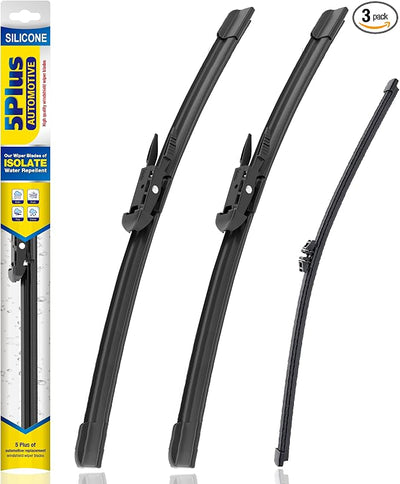 5 PLUS® Silicone Windshield Wipers Replacement for Ford Edge 2015 2016 2017 2018 2019 2020 2021 2022 2023 Wiper Blades(Set of 3),Automotive Replacement Windshield Wiper Blades For My Car-28"/28"/15"