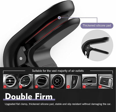 2 PCS Mobile Phone Navigation Magnetic Bracket, 360 Degree Rotating Car Air Vent Navigation Mount, L-Shaped Shockproof Cell Phone Holder, Universal for Any Smartphone (Black)