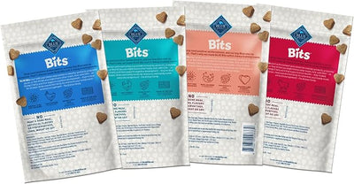 Blue Buffalo Bits Soft Dog Treats for Training, Made with Natural Ingredients & Enhanced with DHA, Beef, Salmon, Turkey, & Chicken 4-oz Variety Pack, 4 ct