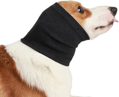 No Shake Ear Wraps for Dogs,Soft Dog Calming Hoodie Dog Ear Cover Ear Muffs for Anxiety,Grooming,Bathing,Swim,Noise Protection Quiet Ear for Dogs,Black L