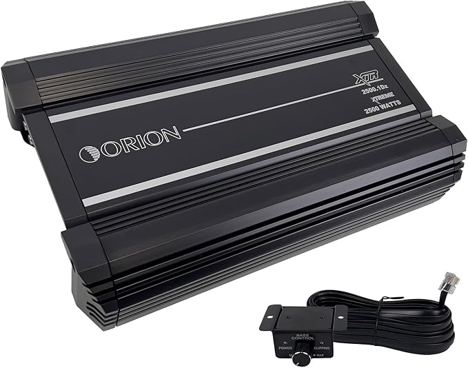 Orion XTR Series XTR2500.1DZ High Power Monoblock Class-D Car Amplifier - 2500W RMS, 1-Ohm Stable, Low-Pass Crossover, Bass Boost Control, MOSFET Power Supply, Bass Knob Included, Made in Korea