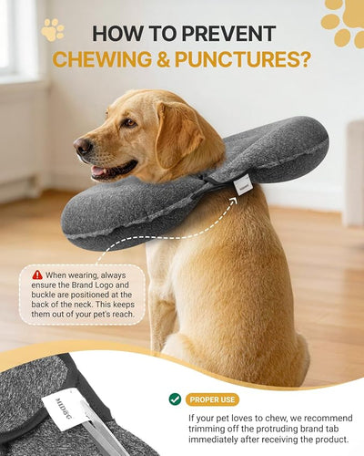 MIDOG Dog Cone Collar for Large Medium Dogs, Soft Inflatable Dog Cone Alternative After Surgery, Adjustable Protective Recovery Cone - Patented Alternative E Collar Does Not Block Vision (Gray-XS)