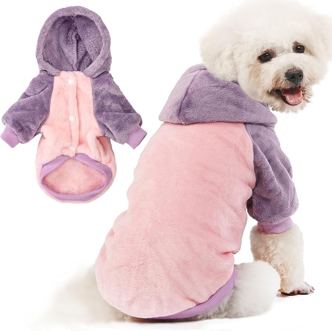 FabriCastle Dog Hooded Sweater, Dog Clothes for XXS XS Small Dogs Girl & Cats, Soft and Warm Pet Coat, Winter Pet Jacket, Doggy Apparel Costumes, Puppy Outfits Snap On Hoodies (Pink Body, Medium)