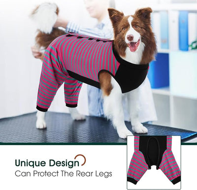 Kuoser Dog Recovery Suit with Anti Licking Rear Leg Sleeve, Rose XL | Abdominal Dog Surgical Suit with Pants Cover Protect Wounds, Dogs Elbow Protector Soft Pet Surgery Onesie Cone Alternative