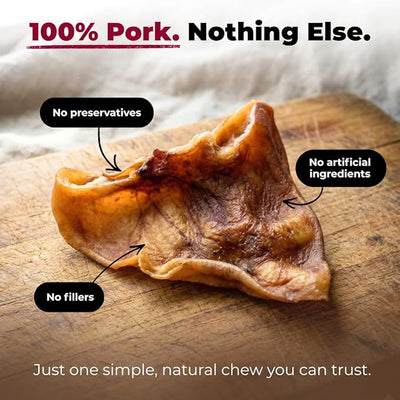 Best Pet Supplies GigaBite Whole Pig Ears for Dogs, 60 Pack - All-Natural Slow-Roasted Chews that Clean Teeth and Satisfy Aggressive Chewers