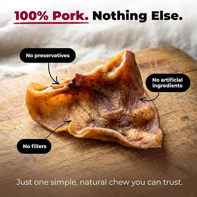 Best Pet Supplies GigaBite Whole Pig Ears for Dogs, 80 Pack - All-Natural Slow-Roasted Chews that Clean Teeth and Satisfy Aggressive Chewers