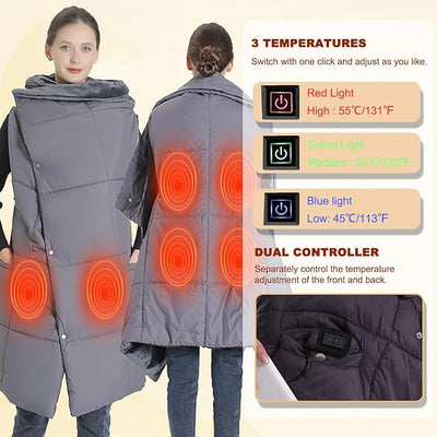 Heated Blanket Battery Operated, 43”x54” Portable USB Heating Throw, 3 Levels Temperature, Cordless Electric Throw for Home, Office, Camping,Travel, Stadium, Car(No Battery)