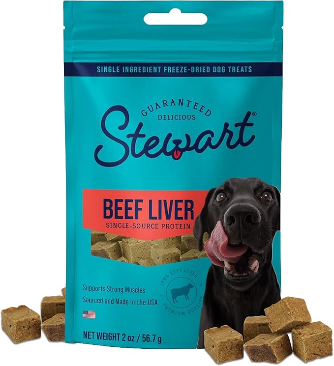 100% Beef Liver Dog Treats, 2 oz Pouch, ~45 Pieces, Freeze Dried Raw, Single Ingredient, 50% Protein Training Treats or Meal Topper, Grain Free, Gluten Free