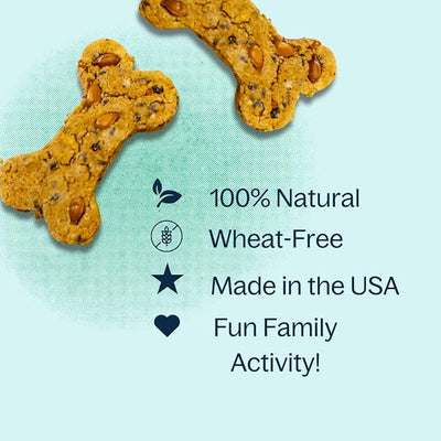 Peanut Butter Bake-at-Home Vegan Dog Treat Kit, Makes up to 80 Dog Cookies, Made in The USA, 10oz