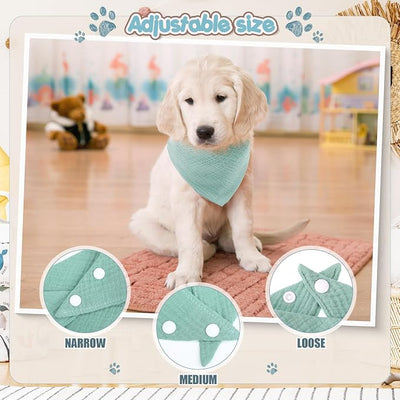 10 Pcs Muslin Cotton Triangle Dog Bandanas Reversible Pet Bibs Scarf Dog Scarves with Two Snaps Apparel Accessories Kerchief for Small to Medium Puppy Cat(Calm & Neutral Color)