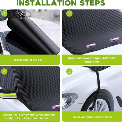 Car Windshield Snow Cover for Hyundai Tucson 2022-2024, Car Windshield Cover for Ice and Snow Winter Magnetic Windshield Frost Cover with Side Mirror Covers for Most Vehicle Car SUV,B/Green