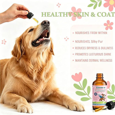 Liquid Collagen for Dogswith Micro Peptide Repair System Liquid Support for Mobility, Skin & Coat, Hip & Joint Care for Small Medium Large Breeds with Hyaluronic Acid & Types I, Ii & Iii Collagen