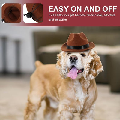Generic Decorative Dog Fedora Hat Wear-Resistant Brown Mini Pet Accessory Suitable for Puppies and Small Dogs
