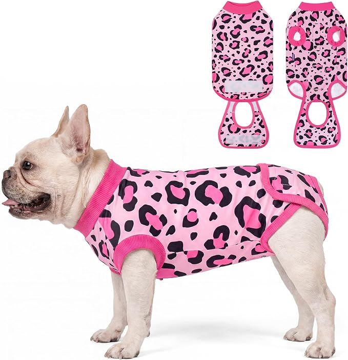 cyeollo Dog Recovery Suit Female, Breathable Surgery Suit for Dogs Female After Spayed, Soft Surgical Body Suit Dog Onesie, E-Collar & Cone Alternative, Anti-Licking Wound Surgery Clothes, Leopard M