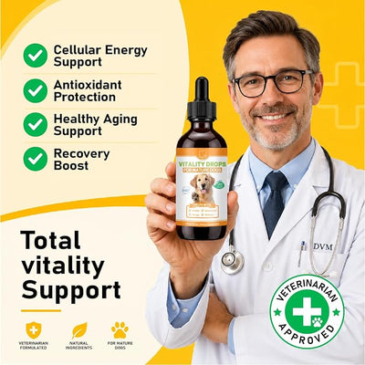 Mature Dog Vitality Drops with NMN,NAD+ & CoQ10-Longevity Supplement,Healthy Aging,Cellular Energy & Antioxidant Support -60ml（2 FL OZ）