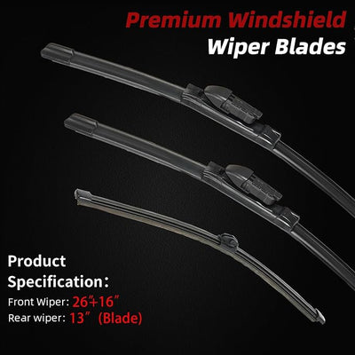 OTUAYAUTO Windshield Wipers Replacement for BMW X1 2016-2022 All-Extreme Weather Performance Quiet No Trace Front Rear Wiper Blades Top Lock 26"+16"+13" (Pack of 3)