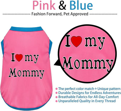 Color-Blocked Dog Tank Top with Playful Heat Transfer Designs – Lightweight Polyester Shirt for Small,MediumDogs, Perfect for Casual Outings.I Love My Mommy Pink 3XL