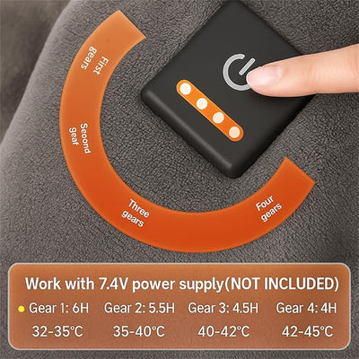 Cordless Wearable Heated Throw Blanket – Large 63"×55" Battery Powered Plush Heating Throw, Dual-Sided Flannel, USB/DC Rechargeable Heated Blanket for Camping, Car, Office & Home (Dark Gray)