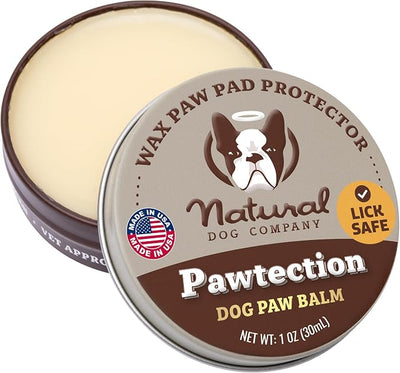 Natural Dog Company PawTection Dog Paw Wax, 1 oz Tin | Hot Pavement & Sand Protection, Waxy Barrier Balm, Non-Toxic & Lick Safe, For Summer Walks & Hiking