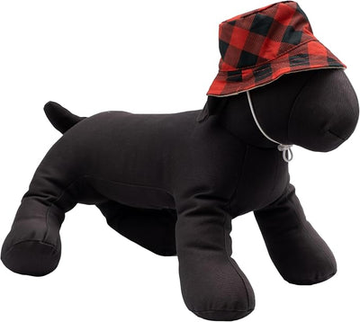 THE WORTHY DOG Buffalo Bucket Hat for Dogs – Lightweight Pet Sun Hat with Adjustable Chin Strap, Soft Brim & Bright Colors - Red, Small