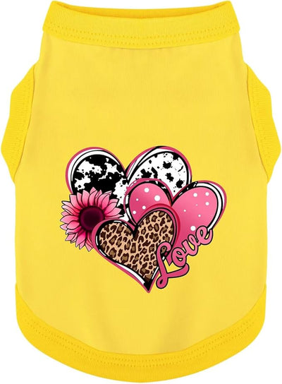 Discover Cozy Cotton Canine Wear: Soft, Lightweight, and Breathable Dog Shirt Vest with Eye-Catching Graphics (Hearts and Love), Keeping Your Furry Friend Comfy! Yellow 4XL