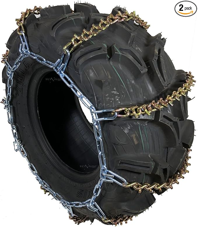 Suitable for ATV UTV | Snow Ice Tire Chains [25x10-12 25x11-12 26x10-12] | Compatible with Most 2010-2024 ATV/UTV Models | Size: 14.17" Wide x 56" Long | Universal Fitment