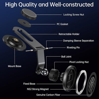 SYNCWIRE Fits MagSafe Car Mount for Universal Dashboard,Tesla Screen,Magnetic Phone Holder for Car, Foldable Aluminum Alloy Arm, Super Stable Car Mount for iPhone 17 Pro Max 16 15 14 13 12&All Phones