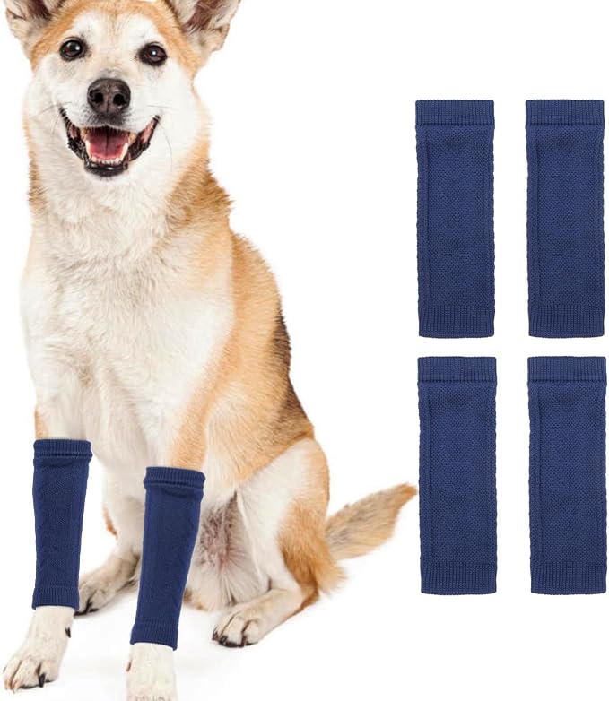 4 PCS Dog Elbow Protector, Dog Leg Wrap, Dog Lick Sleeve to Prevent Licking Back Leg, Joint Protective Sleeve Arthritis