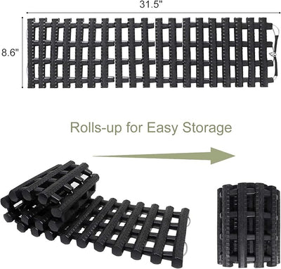 Reliancer 2PC Traction Tracks Mats TPR 31.5" L Tire Recovery Track Pad Roll Car Vehicle Tyre Traction Boards Tire Ladder Track Grabber Auto Emergency Traction Aid w/Bag for Off-Road Mud Snow Ice Sand
