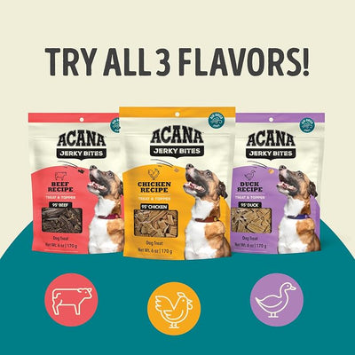 ACANA Jerky Bites Dog Treats Duck Recipe, 6oz Bag