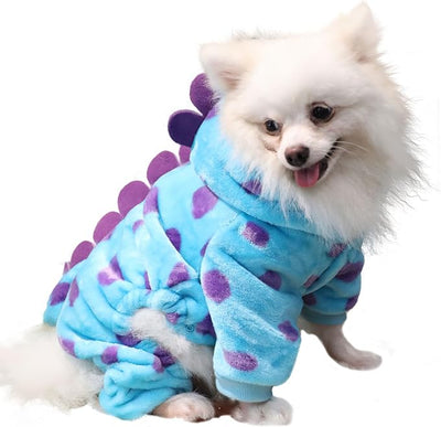 Dog Dinosaur Costume,Hoodies Cold Weather Coat Winter Costume for Small Medium Dogs Cats, Dog Pajamas for Christmas Halloween