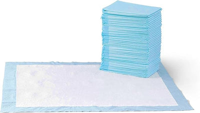 Amazon Basics Leak-Proof Dog and Puppy Potty Training Pee Pads with Quick-Dry 5-Layer Design, X-Large Size 28 x 34 Inch, Blue & White, 40-Pack