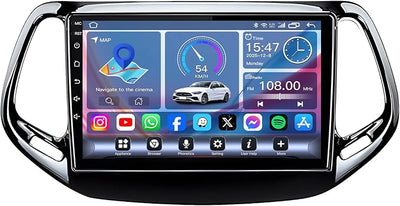 [8Core] Android 13 Car Radio for Jeep Compass 2017 2018 2019 2020: 10" Touchscreen Head Unit Stereo with Wireless CarPlay&Android Auto, GPS Navigation WiFi FM Bluetooth Backup Camera SWC