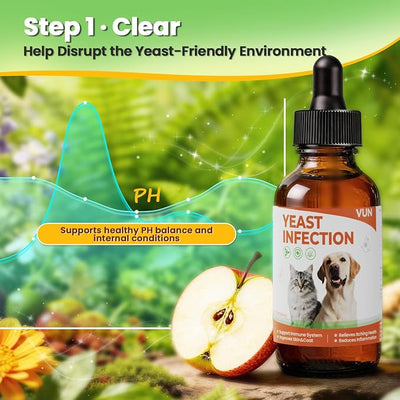 Yeast Infection Treatment for Dogs & Cats-Natural Fast Relief Drop for Itchy Skin, Ears & Paws Redness -Supports Allergy, Inflammation & Immune Health,2 fl oz Salmon Flavor (1 Pack)